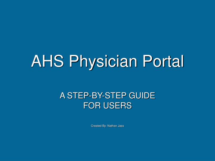 ahs physician portal
