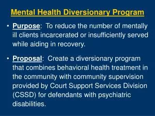 Mental Health Diversionary Program