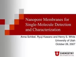 Nanopore Membranes for Single-Molecule Detection and Characterization