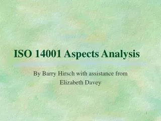 ISO 14001 Aspects Analysis
