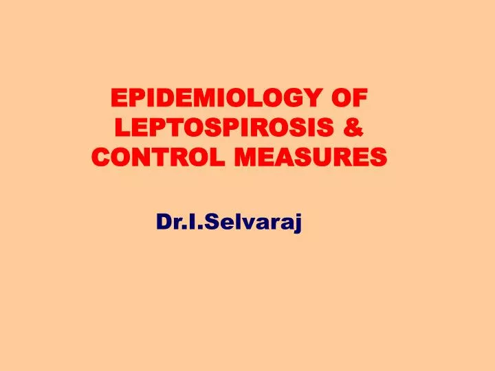epidemiology of leptospirosis control measures