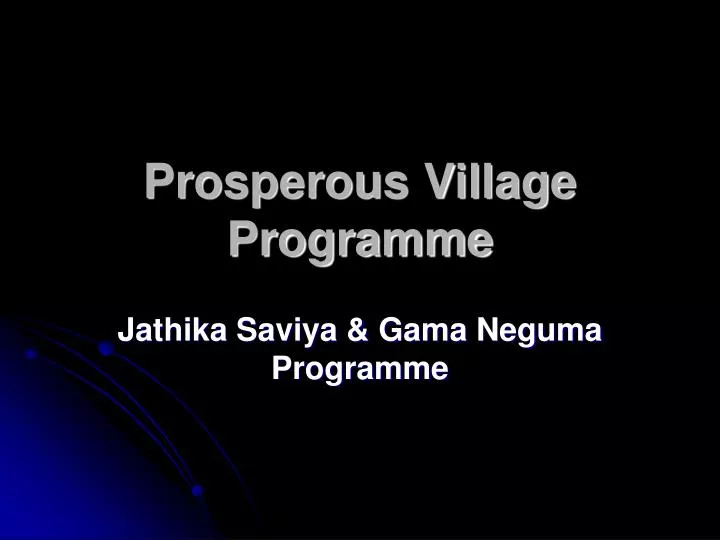 prosperous village programme