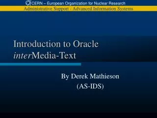 Introduction to Oracle inter Media-Text