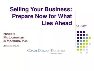 Selling Your Business: Prepare Now for What Lies Ahead