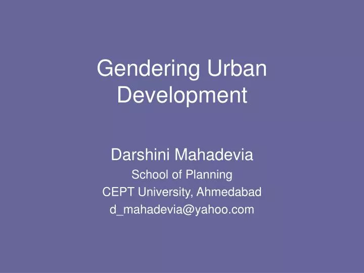 gendering urban development