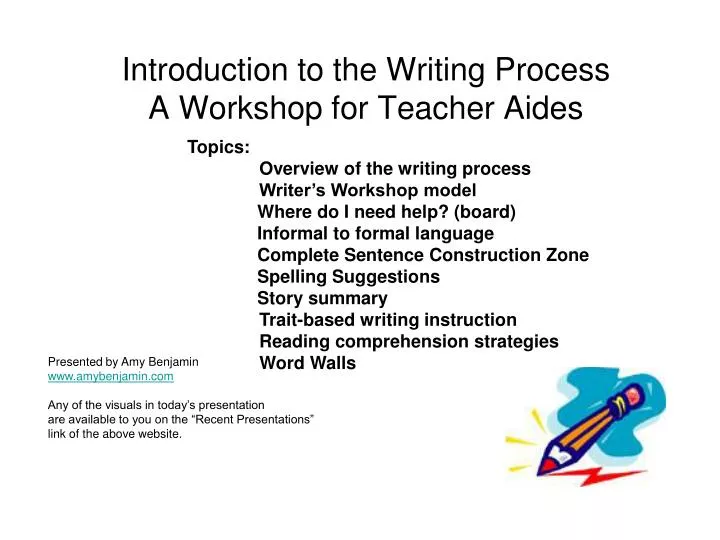 introduction to the writing process a workshop for teacher aides