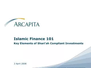 Islamic Finance 101 Key Elements of Shari’ah Compliant Investments