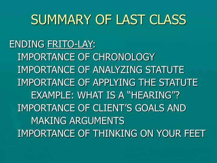 summary of last class