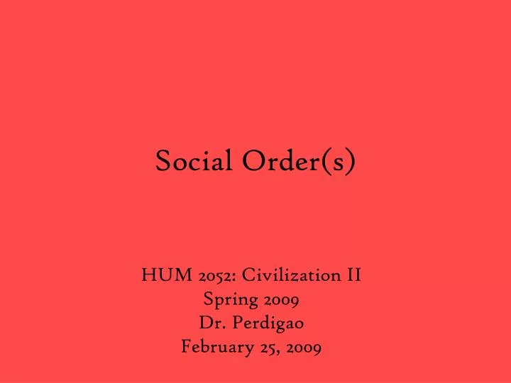 social order s