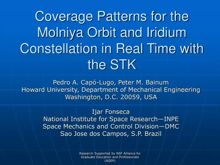 coverage patterns for the molniya orbit and iridium constellation in real time with the stk