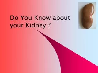 Do You Know about your Kidney ?