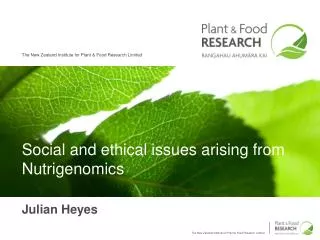 Social and ethical issues arising from Nutrigenomics