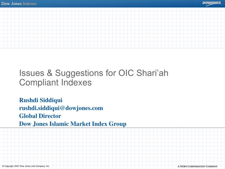 issues suggestions for oic shari ah compliant indexes