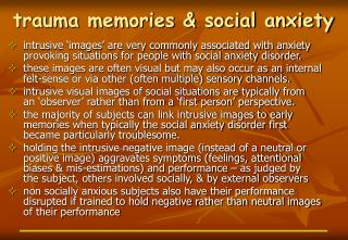 trauma memories &amp; social anxiety