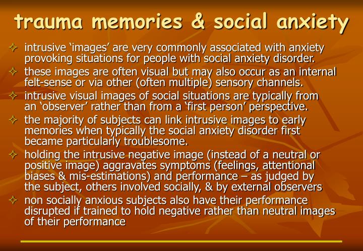 trauma memories social anxiety