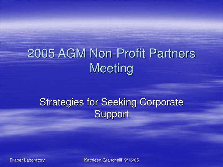 2005 agm non profit partners meeting