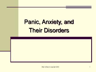 Panic, Anxiety, and Their Disorders