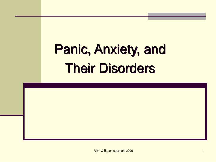 panic anxiety and their disorders