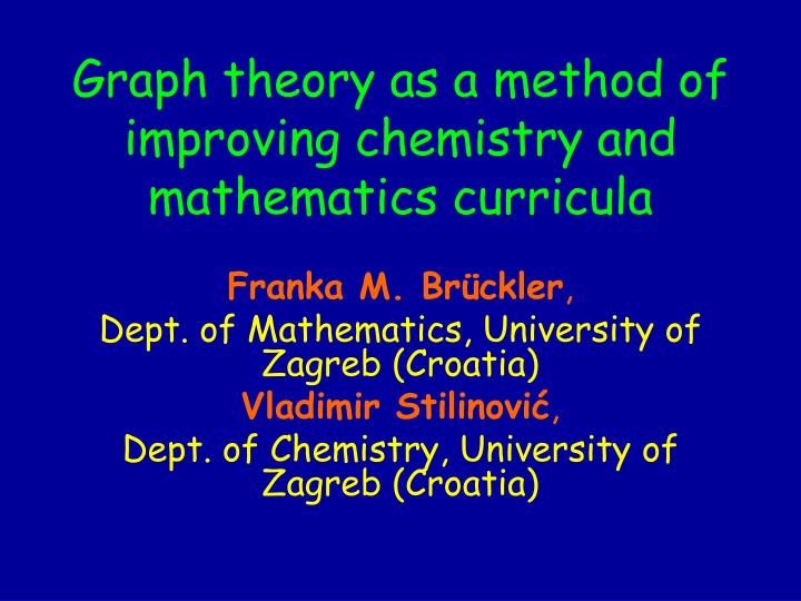 graph theory as a method of improving chemistry and mathematics curricula