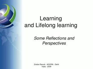 Learning and Lifelong learning