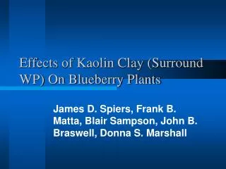 Effects of Kaolin Clay (Surround WP) On Blueberry Plants