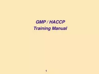 GMP / HACCP Training Manual