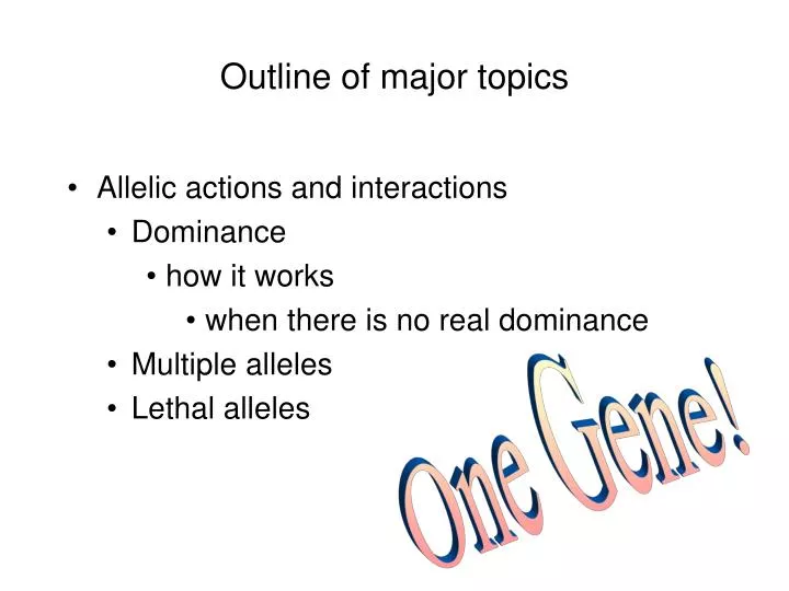 outline of major topics
