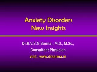 Anxiety Disorders New Insights