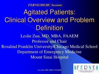 Agitated Patients: Clinical Overview and Problem Definition