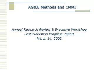AGILE Methods and CMMI