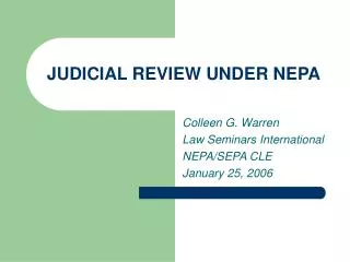 JUDICIAL REVIEW UNDER NEPA