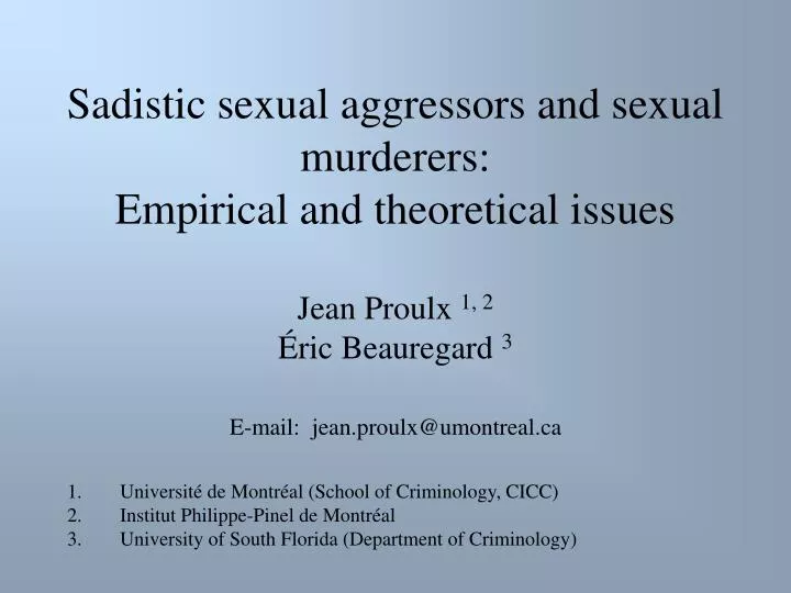 sadistic sexual aggressors and sexual murderers empirical and theoretical issues