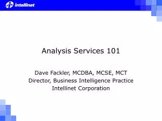 Analysis Services 101