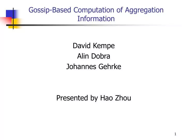 gossip based computation of aggregation information