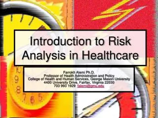 Introduction to Risk Analysis in Healthcare