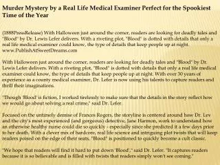 murder mystery by a real life medical examiner perfect for t