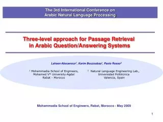 Three-level approach for Passage Retrieval in Arabic Question/Answering Systems