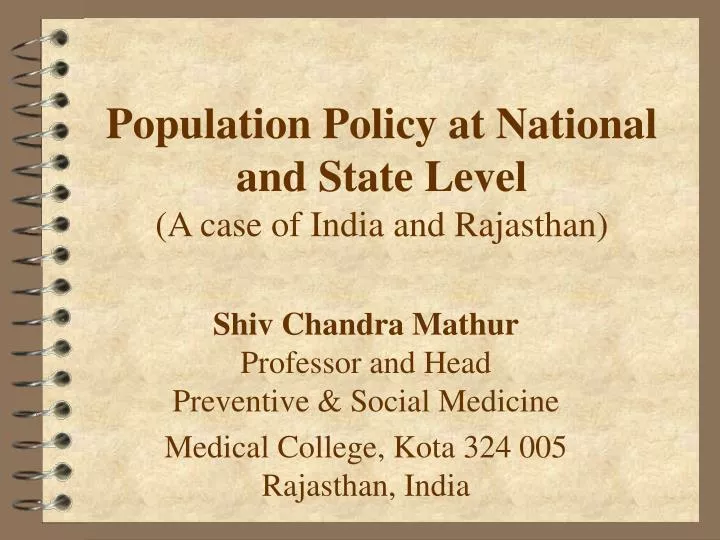 population policy at national and state level a case of india and rajasthan
