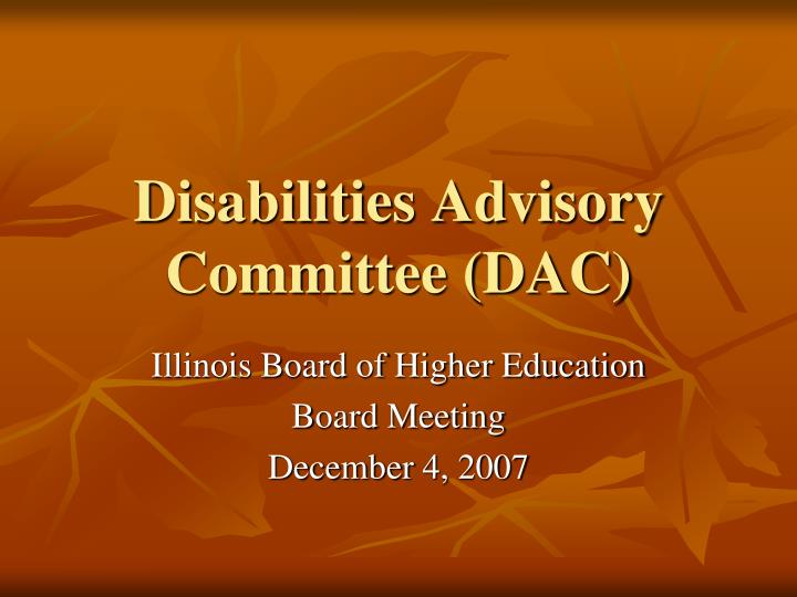 disabilities advisory committee dac