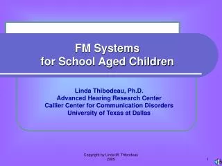 FM Systems for School Aged Children