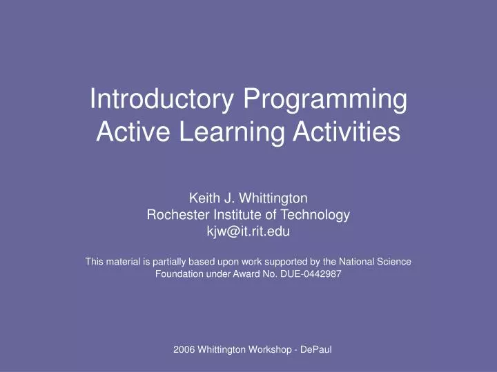introductory programming active learning activities
