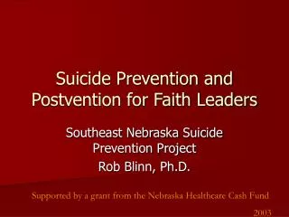Suicide Prevention and Postvention for Faith Leaders