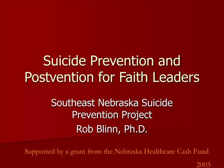 suicide prevention and postvention for faith leaders