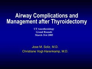 Airway Complications and Management after Thyroidectomy