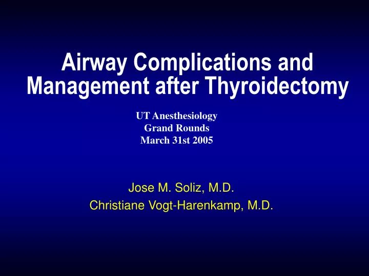 airway complications and management after thyroidectomy
