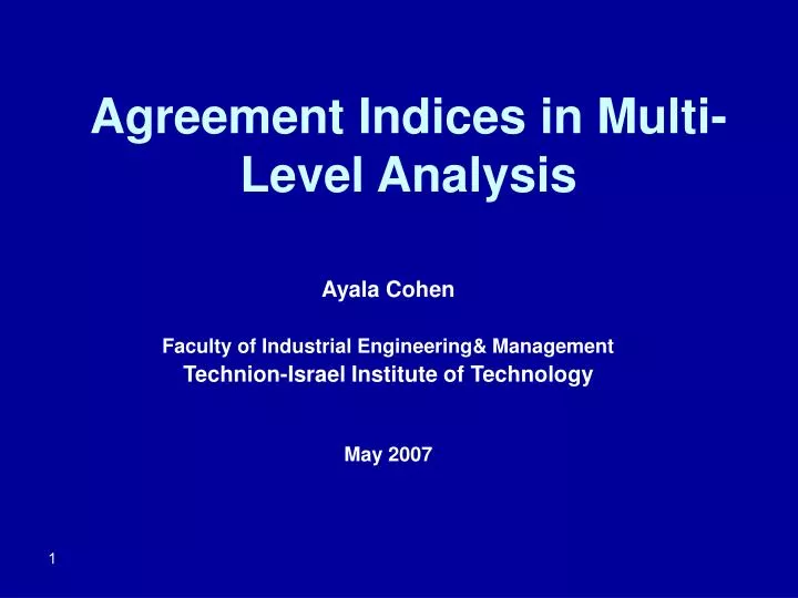 agreement indices in multi level analysis