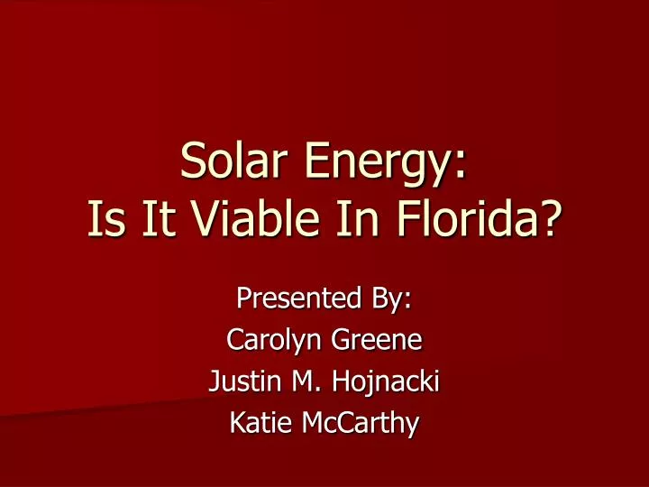solar energy is it viable in florida