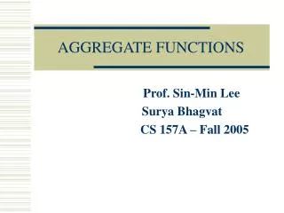 AGGREGATE FUNCTIONS
