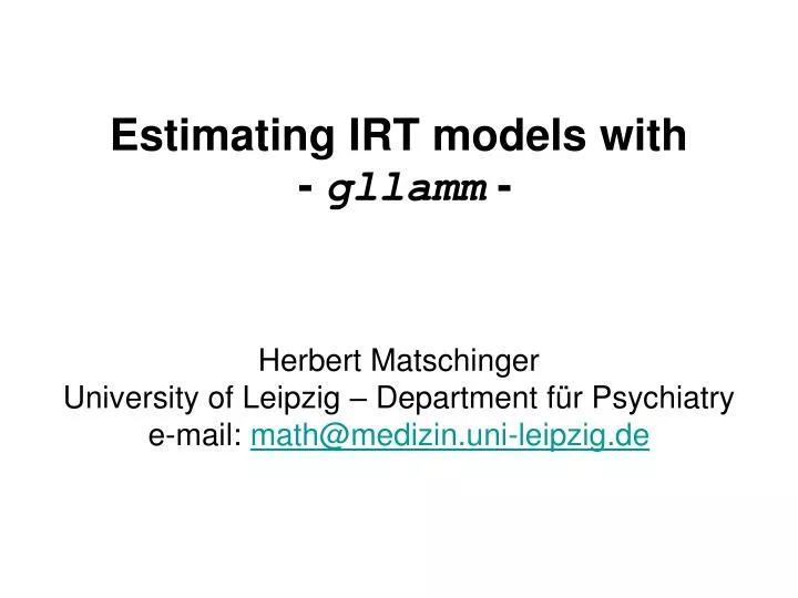estimating irt models with gllamm