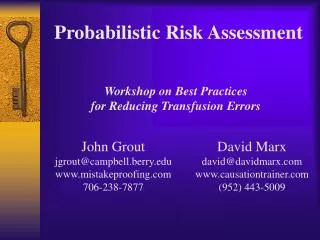 Probabilistic Risk Assessment